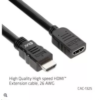 Club3D Kabel prodlužovací Rychlý HDMI 4K60HZ (M/F), 5m, černá, 26 AWG Club3D Kabel prodlužovací Rychlý HDMI 4K60HZ (M/F), 5m, černá, 26 AWG