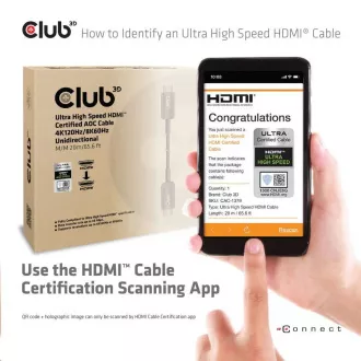 Club3D Kabel prodlužovací Ultra Rychlý HDMI™ Certifikovaný AOC kabel 8K60Hz (M/M), 4K120Hz, 20m, černá