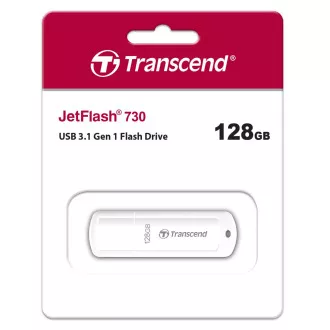TRANSCEND Flash Disk 128GB JetFlash®730, USB 3.1 (R:80/W:25 MB/s) bílý