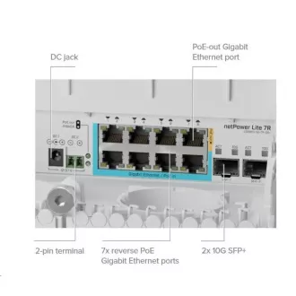 MikroTik CSS610-1Gi-7R-2S+OUT reverzní PoE switch, 8x Gigabit, 2x SFP+, 1x PoE out, 7x PoE in, 56Gbps MikroTik CSS610-1Gi-7R-2S+OUT reverzní PoE switch, 8x Gigabit, 2x SFP+, 1x PoE out, 7x PoE in, 56Gbps