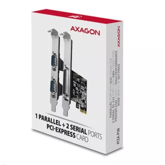AXAGON PCEA-PSN, PCIe řadič - 1x paralelní (LPT) + 2x sériový port (RS232) 250 kbps, vč. LP AXAGON PCEA-PSN, PCIe řadič - 1x paralelní (LPT) + 2x sériový port (RS232) 250 kbps, vč. LP