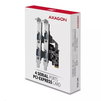 AXAGON PCEA-S4N, PCIe řadič - 4x sériový port (RS232) 250 kbps, vč. LP AXAGON PCEA-S4N, PCIe řadič - 4x sériový port (RS232) 250 kbps, vč. LP