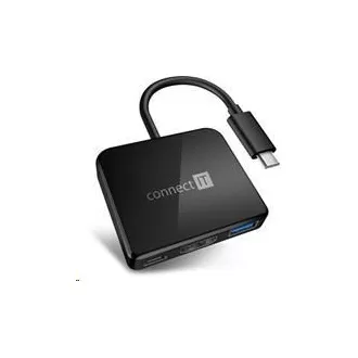CONNECT IT USB-C hub, 3v1 (USB-C, USB-A, HDMI), externí, černý CONNECT IT USB-C hub, 3v1 (USB-C, USB-A, HDMI), externí, černý