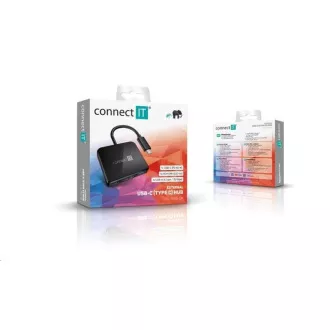 CONNECT IT USB-C hub, 3v1 (USB-C, USB-A, HDMI), externí, černý CONNECT IT USB-C hub, 3v1 (USB-C, USB-A, HDMI), externí, černý