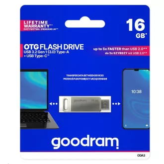 GOODRAM Flash Disk 16GB ODA3, USB 3.2, stříbrná GOODRAM Flash Disk 16GB ODA3, USB 3.2, stříbrná