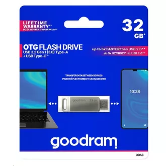 GOODRAM Flash Disk 32GB ODA3, USB 3.2, stříbrná GOODRAM Flash Disk 32GB ODA3, USB 3.2, stříbrná