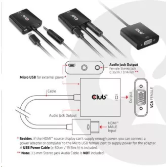 Club3D Adaptér HDMI 1.4 na VGA (M/F), Active with audio Club3D Adaptér HDMI 1.4 na VGA (M/F), Active with audio