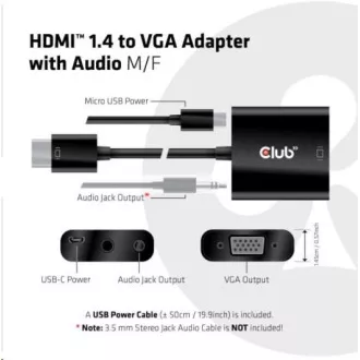 Club3D Adaptér HDMI 1.4 na VGA (M/F), Active with audio Club3D Adaptér HDMI 1.4 na VGA (M/F), Active with audio