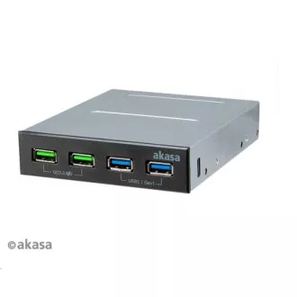 AKASA přední panel HUB 4 Port USB nabíjecí panel s dual Quick Charge 3.0 a dual USB 3.1 porty AKASA přední panel HUB 4 Port USB nabíjecí panel s dual Quick Charge 3.0 a dual USB 3.1 porty