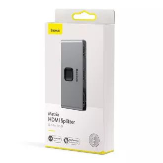 Baseus Matrix HDMI Splitter 2v1 / 1v2 šedá Baseus Matrix HDMI Splitter 2v1 / 1v2 šedá