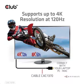 Club3D Adaptér HDMI 2.1 Ultra Rychlý HDMI™ Certifikovaný 4K120Hz, 8K60Hz, 48Gbps (M/M 1.5 m/4.92 ft), 28 AWG