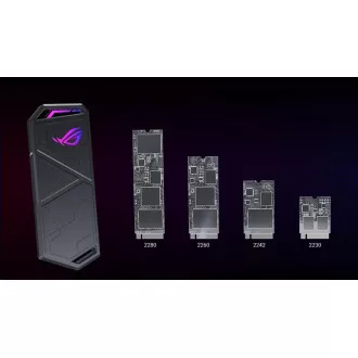 ASUS ROG STRIX ARION LITE SSD NVME AURA case, USB-C 3.2, M.2 NVMe SSD kovový box, délka 30-80 mm, AURA RGB