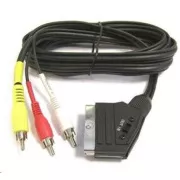 PremiumCord Kabel SCART - 3xCINCH M/M 1.5m in/out přepínač