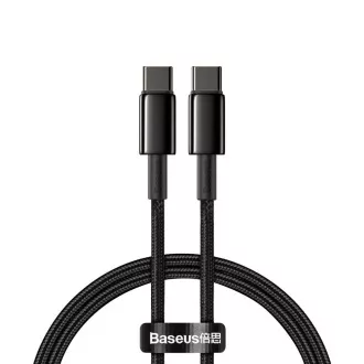 Baseus Tungsten Gold rychlonabíjecí / datový kabel USB-C na USB-C 100W 1m, černá Baseus Tungsten Gold rychlonabíjecí / datový kabel USB-C na USB-C 100W 1m, černá