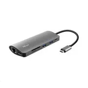 TRUST Dokovací stanice DALYX USB-C 7v1, 1xHDMI, 1xUSB-C, 2xUSB, 1x RJ45, šedá