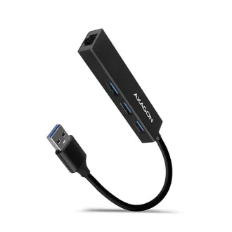 AXAGON HMA-GL3A, USB 3.2 Gen 1 hub, porty 3x USB-A + Gigabit Ethernet, kovový, kabel USB-A 20cm AXAGON HMA-GL3A, USB 3.2 Gen 1 hub, porty 3x USB-A + Gigabit Ethernet, kovový, kabel USB-A 20cm