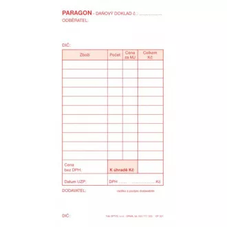 Tiskopis Paragon obchodní 7,5x14,8cm samopropis 50 listů OPTYS Tiskopis Paragon obchodní 7,5x14,8cm samopropis 50 listů OPTYS