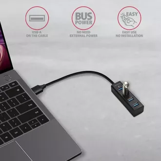 AXAGON HUE-M1A, 4x USB 3.2 Gen 1 MINI hub, kovový, kabel USB-A 20cm AXAGON HUE-M1A, 4x USB 3.2 Gen 1 MINI hub, kovový, kabel USB-A 20cm