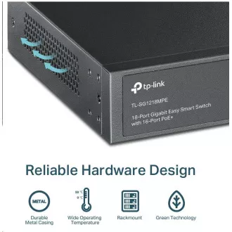TP-Link CCTV Easy Smart switch TL-SG1218MPE (16xGbE, 2xGbE/2xSFP combo, 16xPoE+, 250W) TP-Link CCTV Easy Smart switch TL-SG1218MPE (16xGbE, 2xGbE/2xSFP combo, 16xPoE+, 250W)