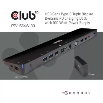 Club3D Dokovací stanice USB-C 14v1, 1xDP, 1xHDMI, 1xVGA, 2xUSB-C, 5xUSB, čtečka SD karet, 1xRJ45, černá Club3D Dokovací stanice USB-C 14v1, 1xDP, 1xHDMI, 1xVGA, 2xUSB-C, 5xUSB, čtečka SD karet, 1xRJ45, černá