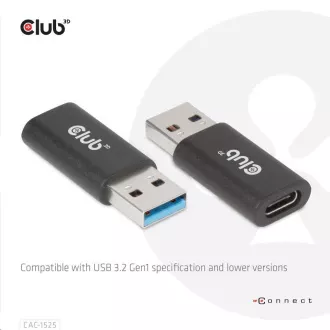 Club3D adaptér USB 3.2 Gen1 Type A na USB 3.2 Gen1 Type C (M/F), černá Club3D adaptér USB 3.2 Gen1 Type A na USB 3.2 Gen1 Type C (M/F), černá