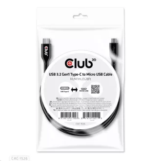 Club3D Kabel USB 3.2 Gen1 Type C na Micro USB Cable (M/M), Bidirectional, 1m Club3D Kabel USB 3.2 Gen1 Type C na Micro USB Cable (M/M), Bidirectional, 1m