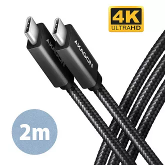 AXAGON BUCM32-CM20AB, SPEED+ kabel USB-C <-> USB-C, 2m, USB 20Gbps, PD 100W 5A, 4k HD, ALU, oplet, černý AXAGON BUCM32-CM20AB, SPEED+ kabel USB-C <-> USB-C, 2m, USB 20Gbps, PD 100W 5A, 4k HD, ALU, oplet, černý