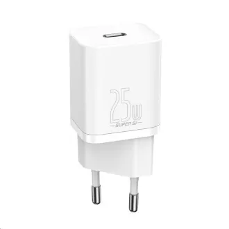 Baseus Super Si rychlonabíječka 1C 25W EU + kabel Type-C/Type-C 3A 1m bílá Baseus Super Si rychlonabíječka 1C 25W EU + kabel Type-C/Type-C 3A 1m bílá