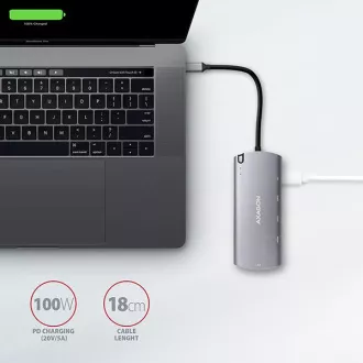 AXAGON HMC-6M2, USB 3.2 Gen 1 hub, porty 2x USB-A, HDMI, RJ-45 GLAN, SATA M.2 slot, PD 100W, kabel USB-C 18cm AXAGON HMC-6M2, USB 3.2 Gen 1 hub, porty 2x USB-A, HDMI, RJ-45 GLAN, SATA M.2 slot, PD 100W, kabel USB-C 18cm
