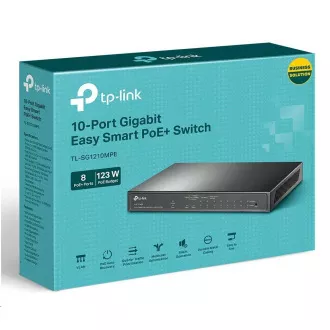 TP-Link CCTV Easy Smart switch TL-SG1210MPE (8xGbE, 1xGbE uplink, 1xGbE/SFP combo uplink, 8xPoE+, 123W, fanless) TP-Link CCTV Easy Smart switch TL-SG1210MPE (8xGbE, 1xGbE uplink, 1xGbE/SFP combo uplink, 8xPoE+, 123W, fanless)