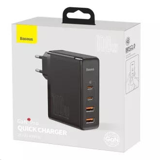 Baseus GaN2 Pro rychlonabíjecí adaptér 2x Type-C + 2x USB-A 100W černá Baseus GaN2 Pro rychlonabíjecí adaptér 2x Type-C + 2x USB-A 100W černá