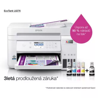 EPSON tiskárna ink EcoTank L6276, 3v1, A4, 1200x4800dpi, 33ppm, USB, Wi-Fi, LAN, bílá, Záruka 5 let po registraci zdarma EPSON tiskárna ink EcoTank L6276, 3v1, A4, 1200x4800dpi, 33ppm, USB, Wi-Fi, LAN, bílá, Záruka 5 let po registraci zdarma