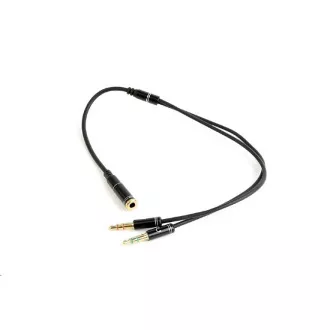 GEMBIRD Kabel rozdvojka jack 3, 5mm (4 pólový) na 2x3, 5mm F/M, kovové koncovky, 20cm, černá GEMBIRD Kabel rozdvojka jack 3, 5mm (4 pólový) na 2x3, 5mm F/M, kovové koncovky, 20cm, černá