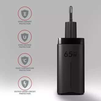 AXAGON ACU-DPQ65, GaN nabíječka do sítě 65W, 3x port (USB-A + dual USB-C), PD3.0/QC4+/PPS/Apple, černá AXAGON ACU-DPQ65, GaN nabíječka do sítě 65W, 3x port (USB-A + dual USB-C), PD3.0/QC4+/PPS/Apple, černá