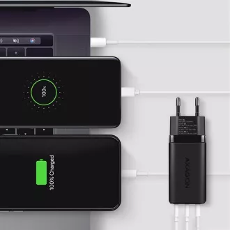 AXAGON ACU-DPQ65, GaN nabíječka do sítě 65W, 3x port (USB-A + dual USB-C), PD3.0/QC4+/PPS/Apple, černá AXAGON ACU-DPQ65, GaN nabíječka do sítě 65W, 3x port (USB-A + dual USB-C), PD3.0/QC4+/PPS/Apple, černá