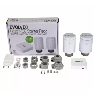 EVOLVEO Heat M30 Starter Pack, 2× chytrá termostatická hlavice na radiátor & centrální jednotka
