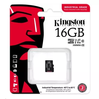 Kingston MicroSDHC karta 16GB Industrial C10 A1 pSLC Card Single Pack Kingston MicroSDHC karta 16GB Industrial C10 A1 pSLC Card Single Pack