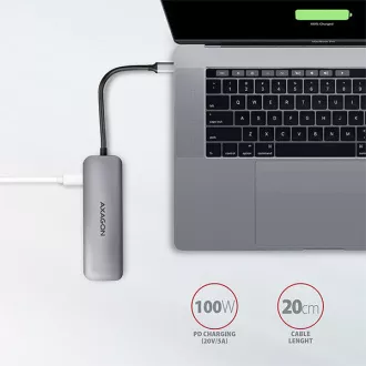 AXAGON HMC-5, USB 3.2 Gen 1 hub, porty 2x USB-A, HDMI, SD/microSD slot, PD 100W, kabel USB-C 20cm AXAGON HMC-5, USB 3.2 Gen 1 hub, porty 2x USB-A, HDMI, SD/microSD slot, PD 100W, kabel USB-C 20cm