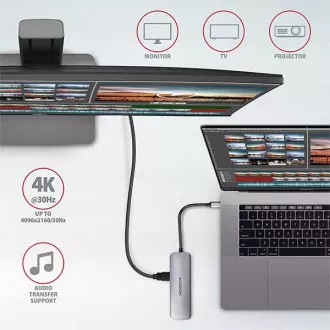 AXAGON HMC-5, USB 3.2 Gen 1 hub, porty 2x USB-A, HDMI, SD/microSD slot, PD 100W, kabel USB-C 20cm AXAGON HMC-5, USB 3.2 Gen 1 hub, porty 2x USB-A, HDMI, SD/microSD slot, PD 100W, kabel USB-C 20cm