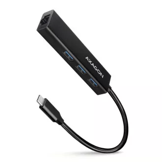 AXAGON HMC-GL3A, USB 3.2 Gen 1 hub, porty 3x USB-A + Gigabit Ethernet, kovový, kabel USB-C 20cm AXAGON HMC-GL3A, USB 3.2 Gen 1 hub, porty 3x USB-A + Gigabit Ethernet, kovový, kabel USB-C 20cm