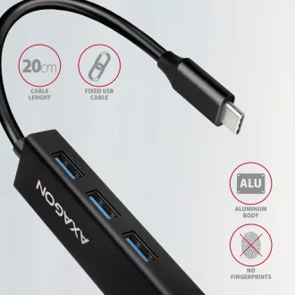 AXAGON HMC-GL3A, USB 3.2 Gen 1 hub, porty 3x USB-A + Gigabit Ethernet, kovový, kabel USB-C 20cm AXAGON HMC-GL3A, USB 3.2 Gen 1 hub, porty 3x USB-A + Gigabit Ethernet, kovový, kabel USB-C 20cm