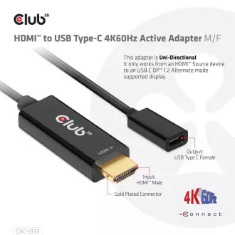 Club3D aktivní adaptér HDMI na USB-C, 4K60Hz, M/F Club3D aktivní adaptér HDMI na USB-C, 4K60Hz, M/F