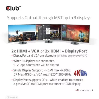 Club3D Dokovací stanice USB-C 12v1, 1xDP, 2xHDMI, 1xVGA, 2xUSB-C, 4xUSB, 1xRJ45, 1x3.5mm, šedá Club3D Dokovací stanice USB-C 12v1, 1xDP, 2xHDMI, 1xVGA, 2xUSB-C, 4xUSB, 1xRJ45, 1x3.5mm, šedá