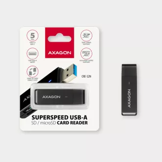 AXAGON CRE-S2N, USB-A 3.2 Gen 1 - SUPERSPEED čtečka karet, 2-slot & lun SD/microSD, podpora UHS-I AXAGON CRE-S2N, USB-A 3.2 Gen 1 - SUPERSPEED čtečka karet, 2-slot & lun SD/microSD, podpora UHS-I