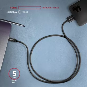 AXAGON BUMM3-CM10AB, SPEED kabel Micro-B USB <-> USB-C, 1m, USB 3.2 Gen 1, 3A, ALU, tpe, černý AXAGON BUMM3-CM10AB, SPEED kabel Micro-B USB <-> USB-C, 1m, USB 3.2 Gen 1, 3A, ALU, tpe, černý