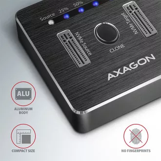 AXAGON ADSA-M2C, USB-C 10Gbps dokovací stanice pro 2× M.2 NVMe SSD s funkcí klonování