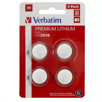 VERBATIM Lithium baterie CR2016 3V 4 Pack VERBATIM Lithium baterie CR2016 3V 4 Pack