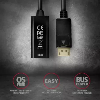 AXAGON RVD-HI14N, DisplayPort -> HDMI 1.4 redukce / adaptér, 4K/30Hz AXAGON RVD-HI14N, DisplayPort -> HDMI 1.4 redukce / adaptér, 4K/30Hz