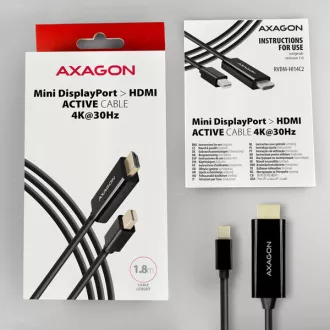 AXAGON RVDM-HI14C2, Mini DisplayPort -> HDMI 1.4 redukce / kabel 1.8 m, 4K/30Hz AXAGON RVDM-HI14C2, Mini DisplayPort -> HDMI 1.4 redukce / kabel 1.8 m, 4K/30Hz