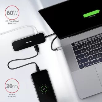 AXAGON HMC-6GL, USB 3.2 Gen 1 hub, porty 3x USB-A, HDMI 4k/30Hz, RJ-45 GLAN, PD 100W, kabel USB-C 20cm AXAGON HMC-6GL, USB 3.2 Gen 1 hub, porty 3x USB-A, HDMI 4k/30Hz, RJ-45 GLAN, PD 100W, kabel USB-C 20cm